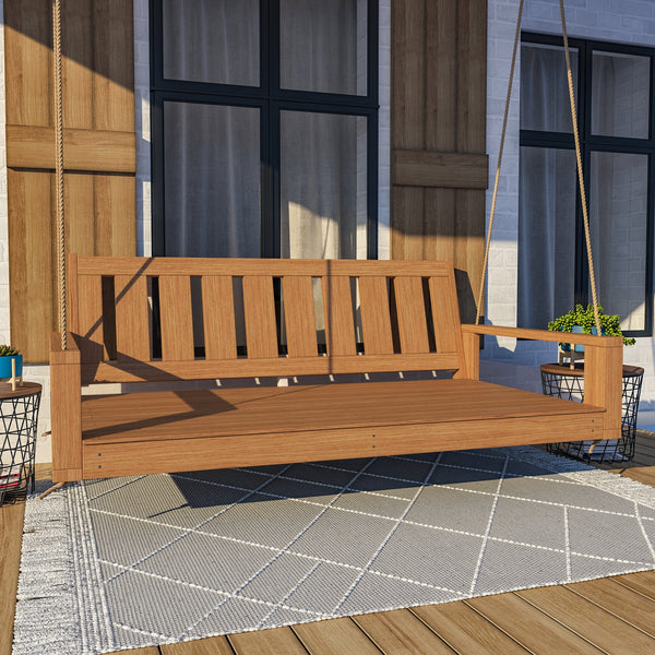 Amish Casual 6 Foot Uptown Porch Swing Bed in Clearcoat Cedar Stain