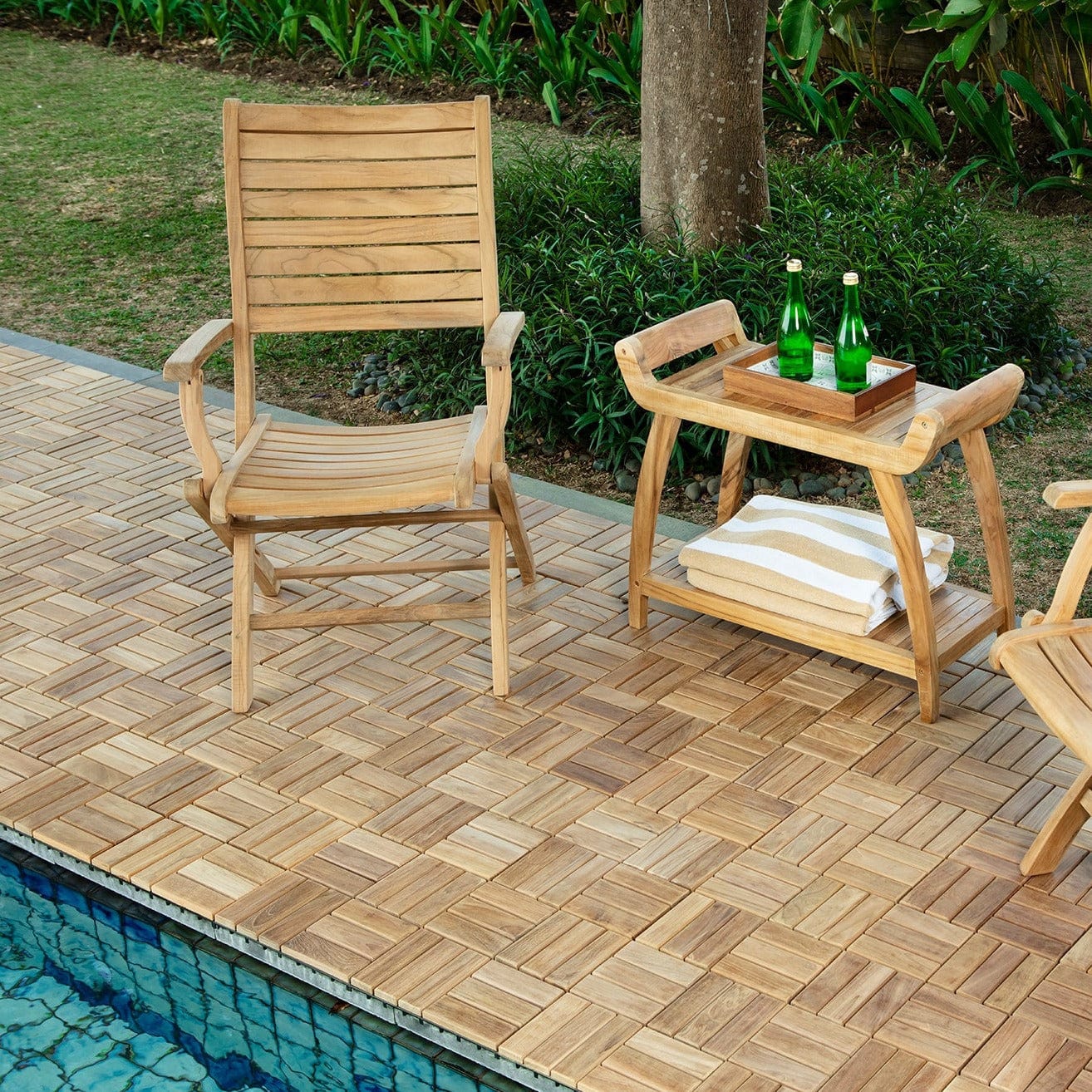 Naples Natural Teak Outdoor Patio Folding Chair with Arm Rests