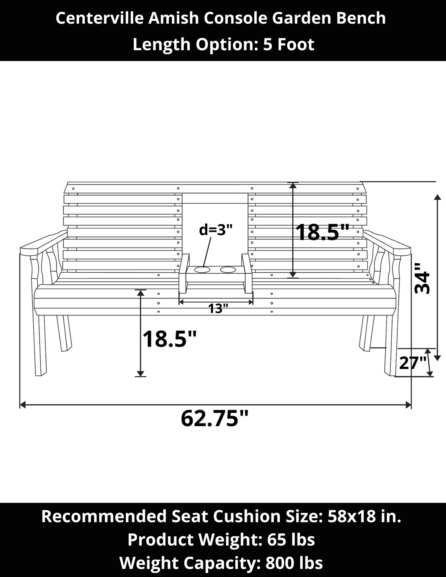 Amish Casual Heavy Duty Rollback Console Bench