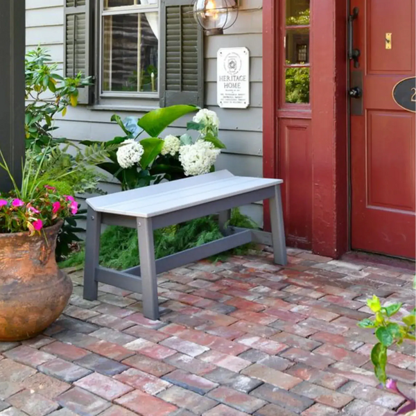 Café Dining Bench in Dove Gray & Slate