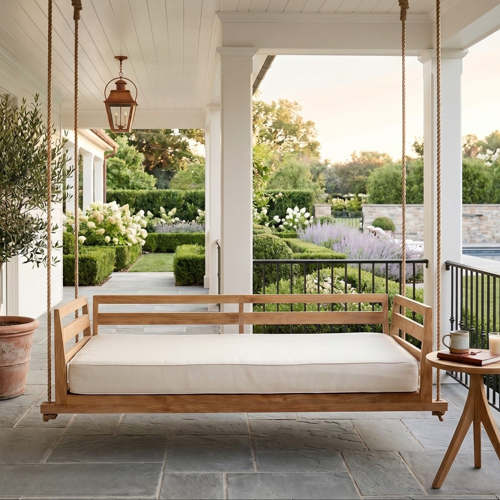 East Green Caldwell Grade-A Teak Twin Porch Swing Bed