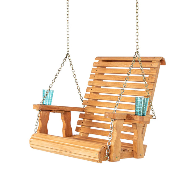 Amish Casual Heavy Duty Cedar Stain Clearcoat Roll Back Swing Chair
