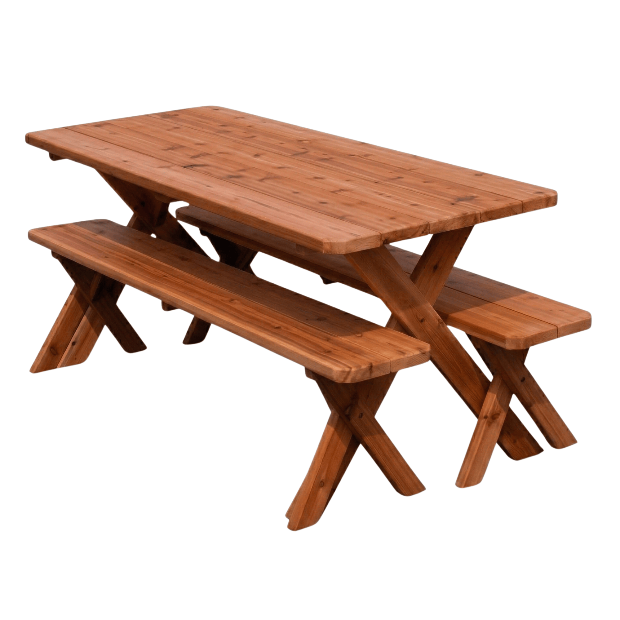Keystone Amish Co. Red Cedar Crossleg Outdoor Table with Benches