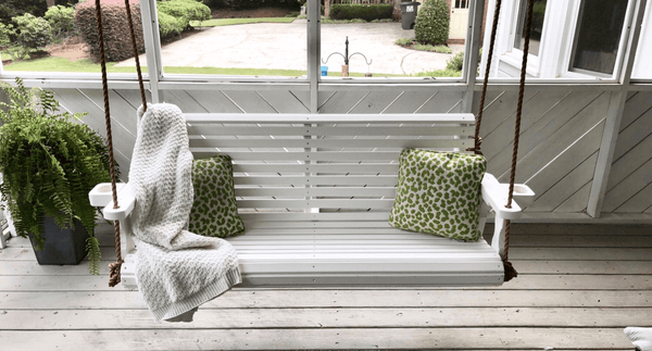 Customer Photo: Wooden Roll Back Swing in Semi-Solid White