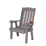 Wooden High Back Mission Patio Chair in Grey Stain with Cup Holders