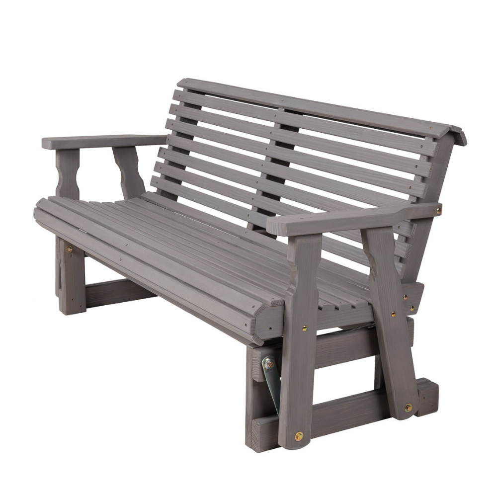 Wooden Roll Back Glider in Grey Stain