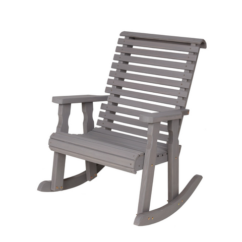 Wooden Roll Back Rocking Chair in Gray Stain