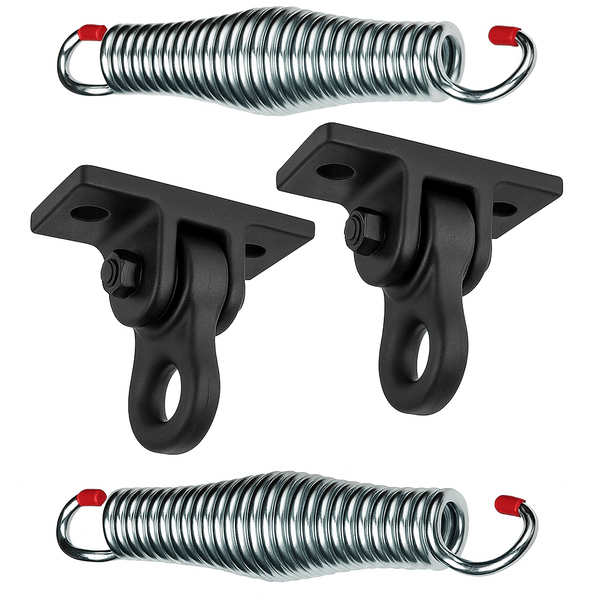 Barn-Shed-Play Black 2 Hole Aluminum Hangers And Springs Porch Swing Hanging Kit