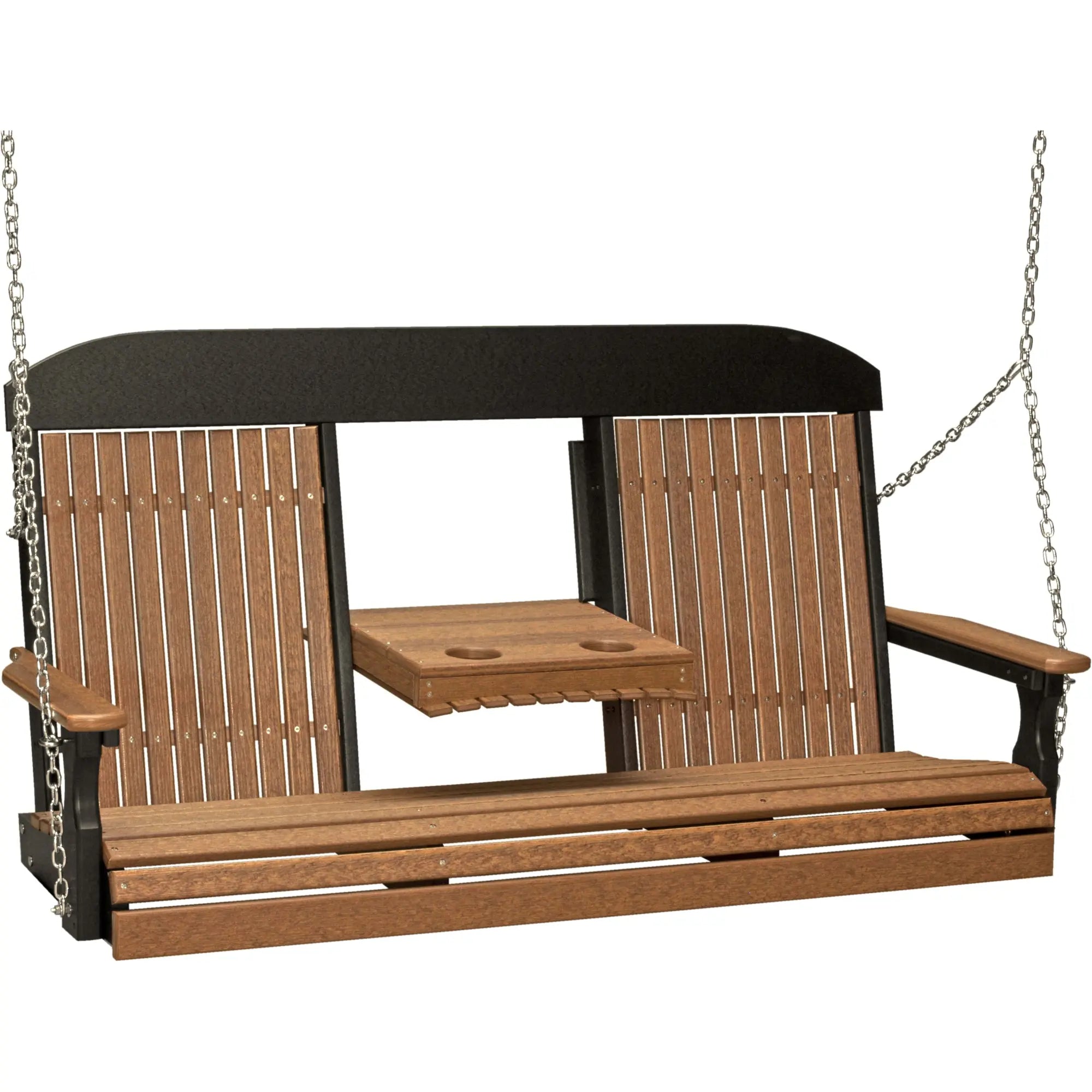 LuxCraft Classic Highback Console 5-Foot Poly Composite Porch Swing