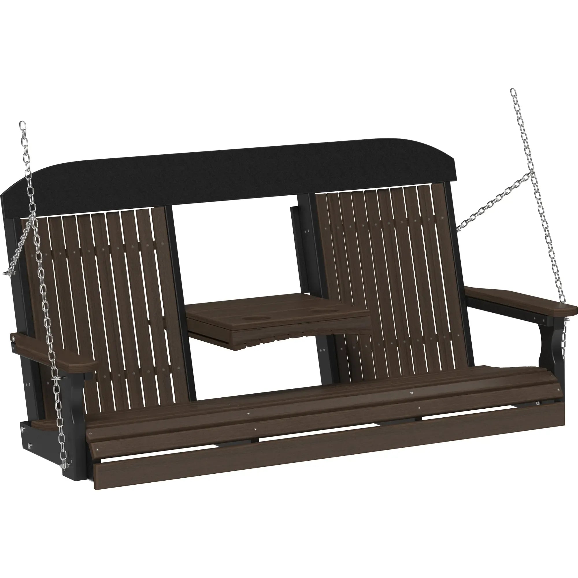 LuxCraft Classic Highback Console 5-Foot Poly Composite Porch Swing