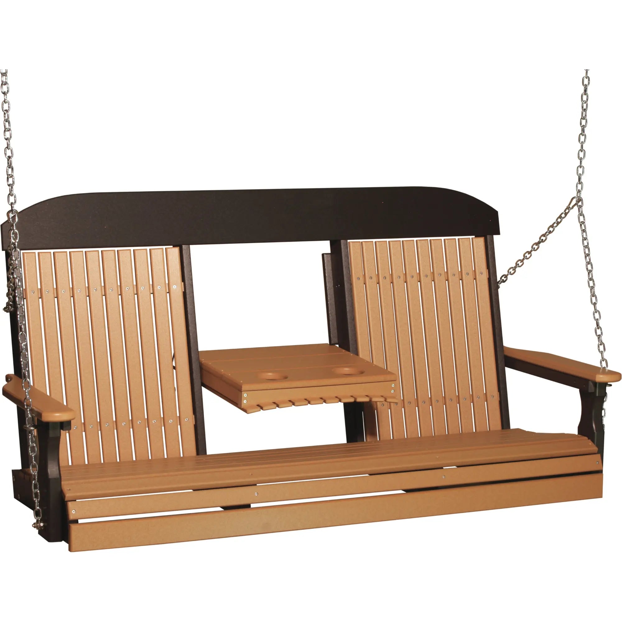 LuxCraft Classic Highback Console 5-Foot Poly Composite Porch Swing