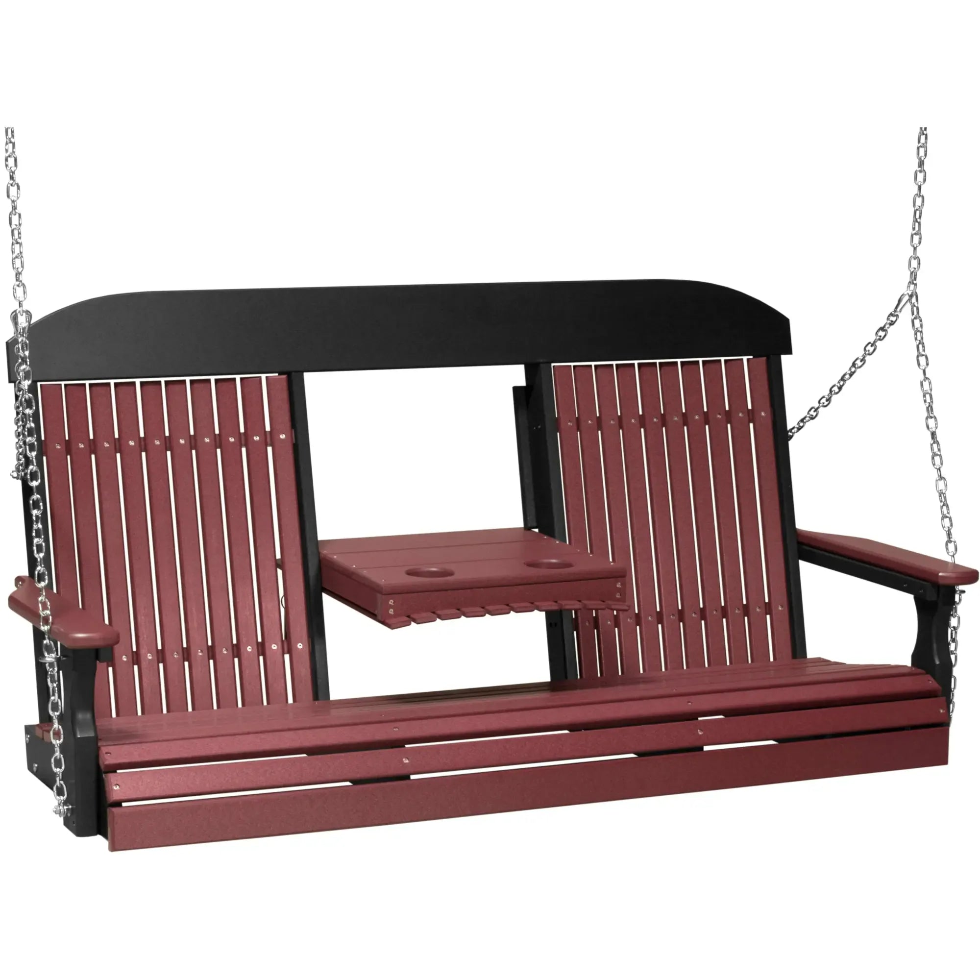 LuxCraft Classic Highback Console 5-Foot Poly Composite Porch Swing