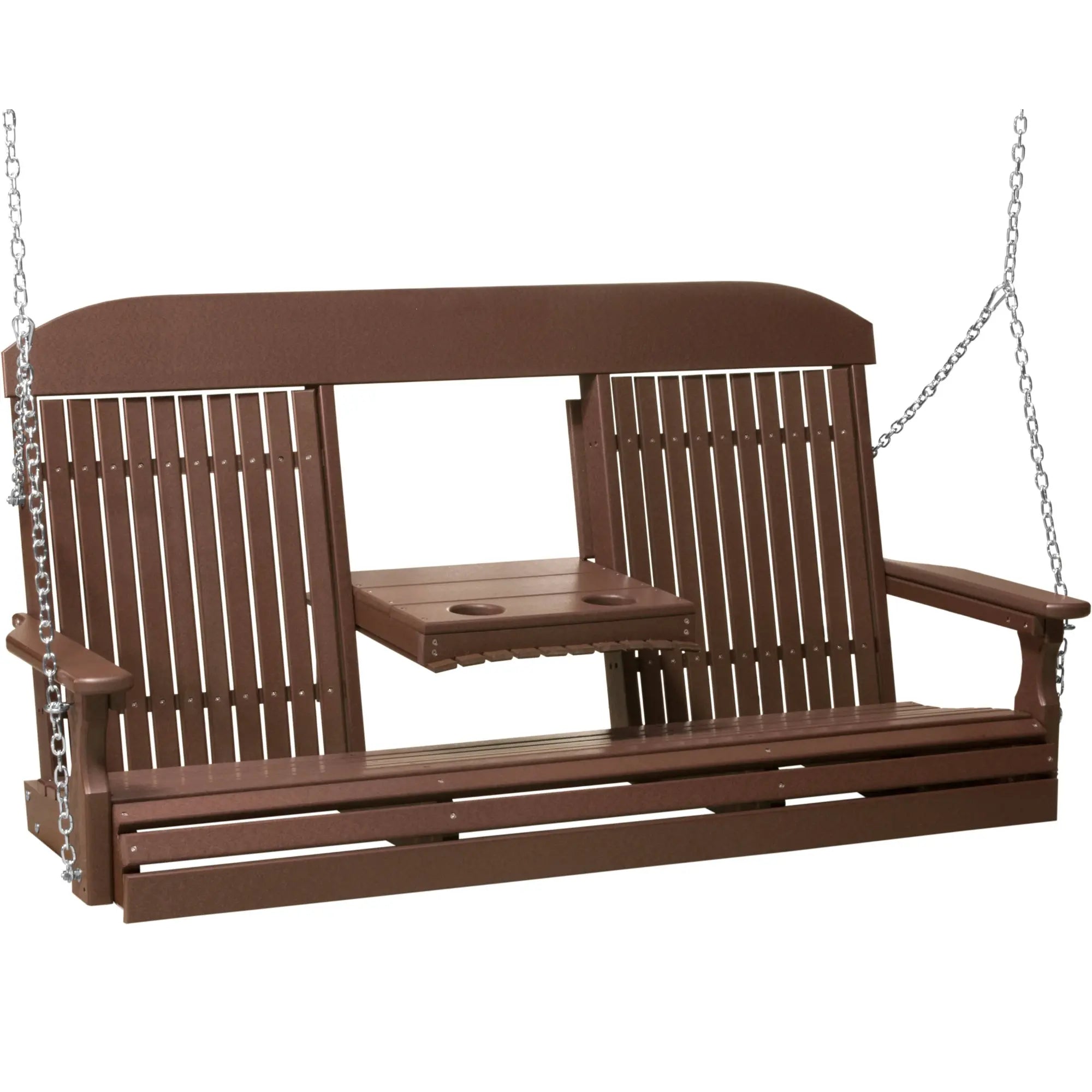 LuxCraft Classic Highback Console 5-Foot Poly Composite Porch Swing