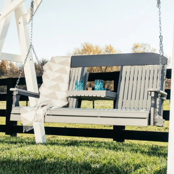 LuxCraft Classic Highback Console 5-Foot Poly Composite Porch Swing