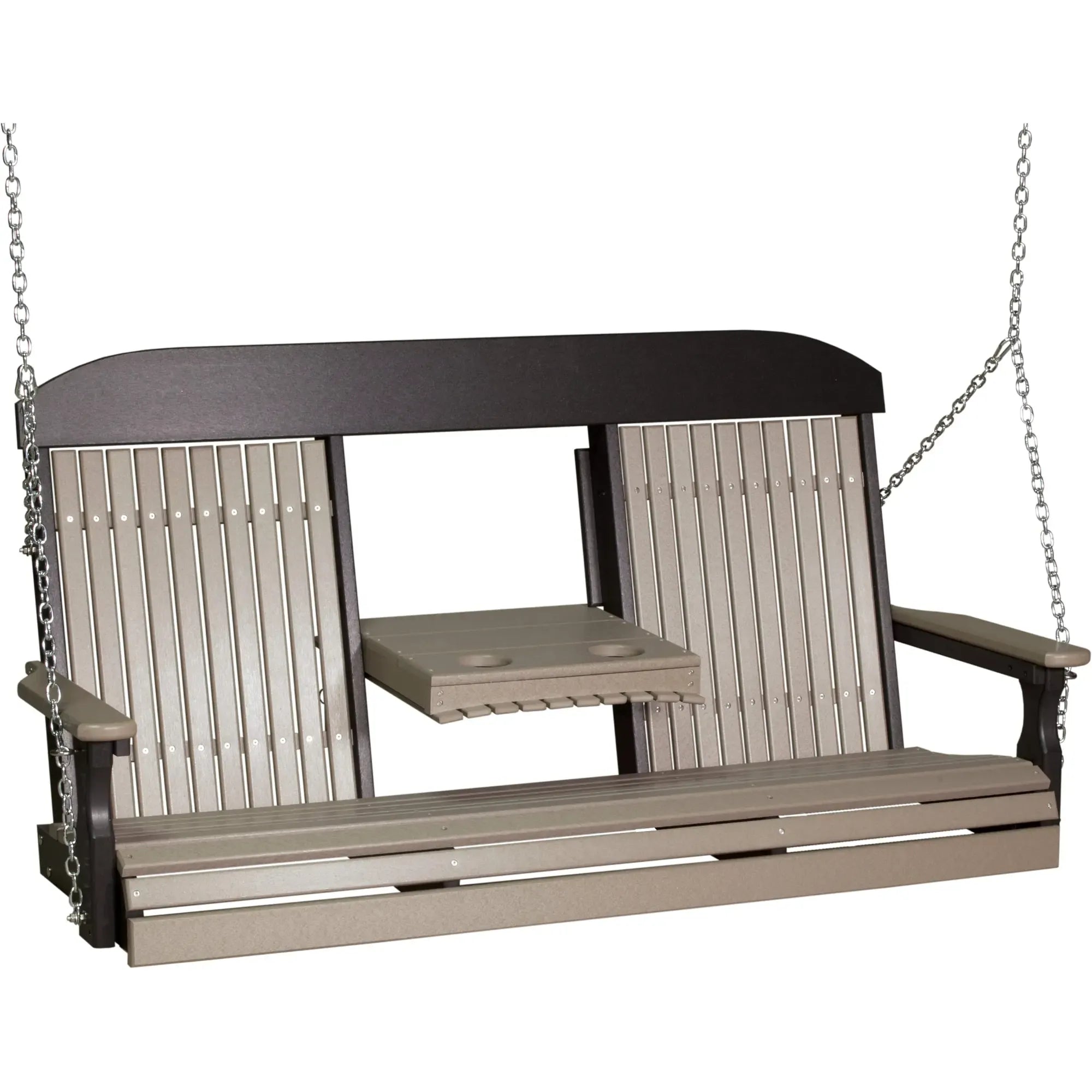 LuxCraft Classic Highback Console 5-Foot Poly Composite Porch Swing