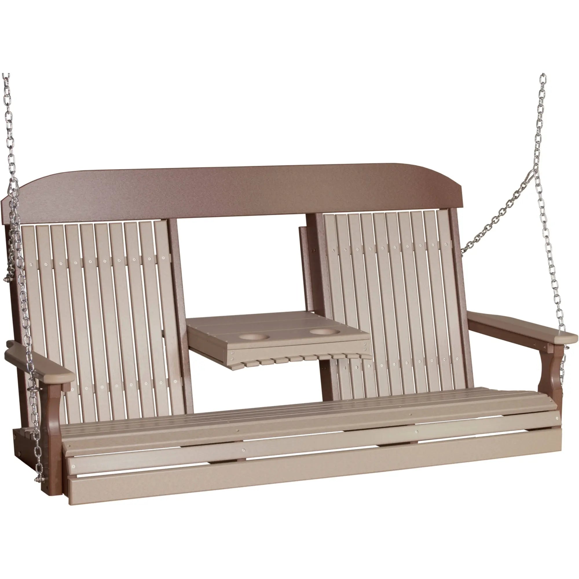 LuxCraft Classic Highback Console 5-Foot Poly Composite Porch Swing