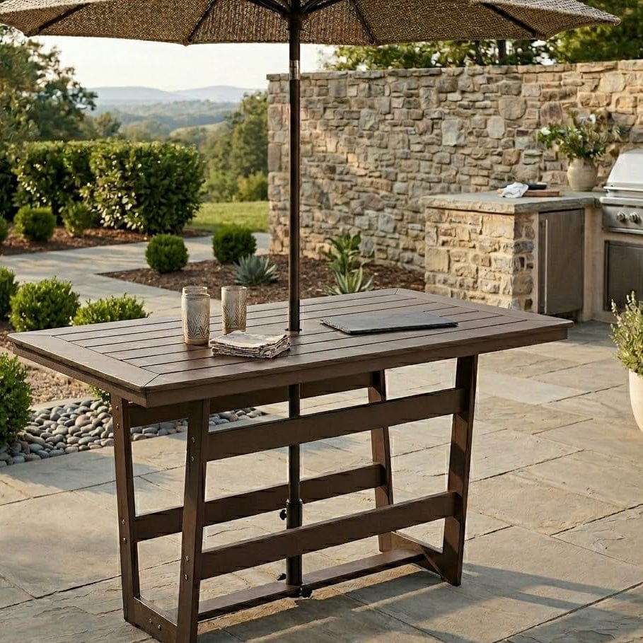 Berlin Gardens Hudson 70" Outdoor Poly Lumber Rectangular Bar Table