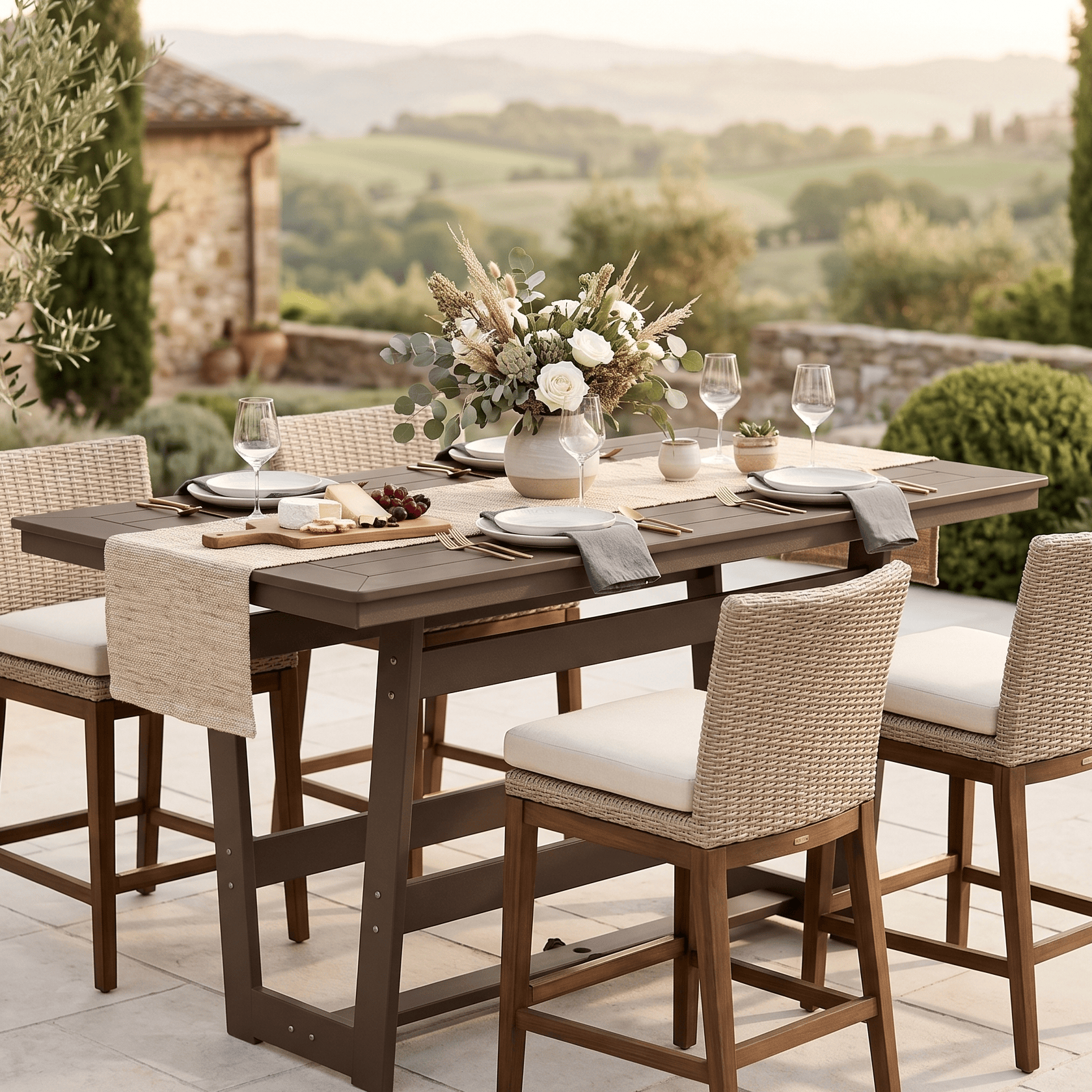 Berlin Gardens Hudson 70" Outdoor Poly Lumber Rectangular Counter Height Table