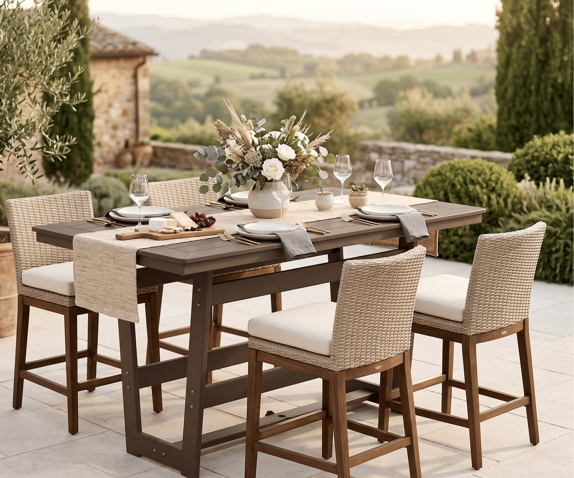 Berlin Gardens Hudson 70" Outdoor Poly Lumber Rectangular Counter Height Table