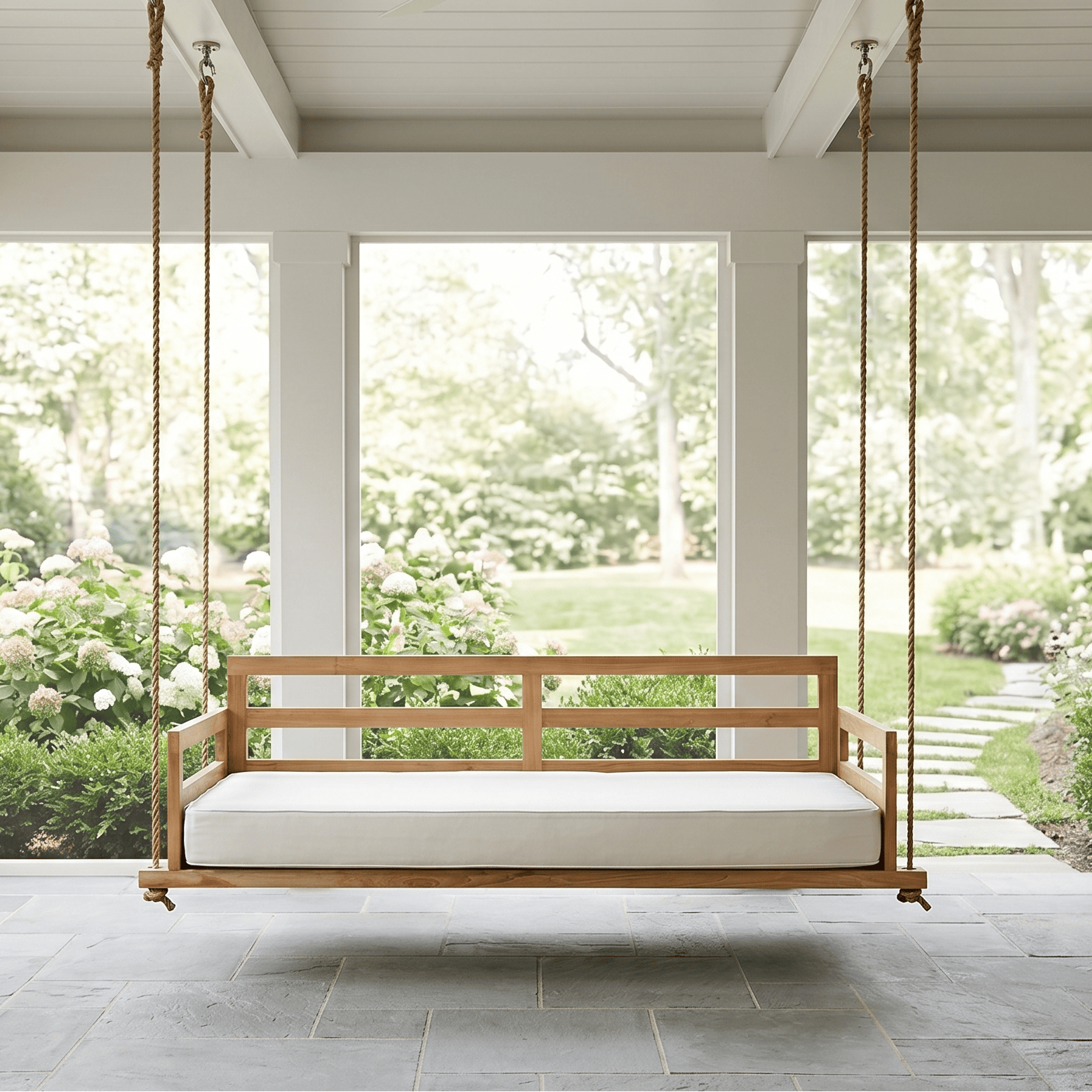 East Green Conrad Grade-A Teak Twin Porch Swing Bed