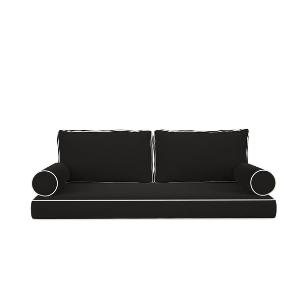 Cushion Perfect Sunbrella Mattress & Pillow Set with Contrasted Piping, Style 4