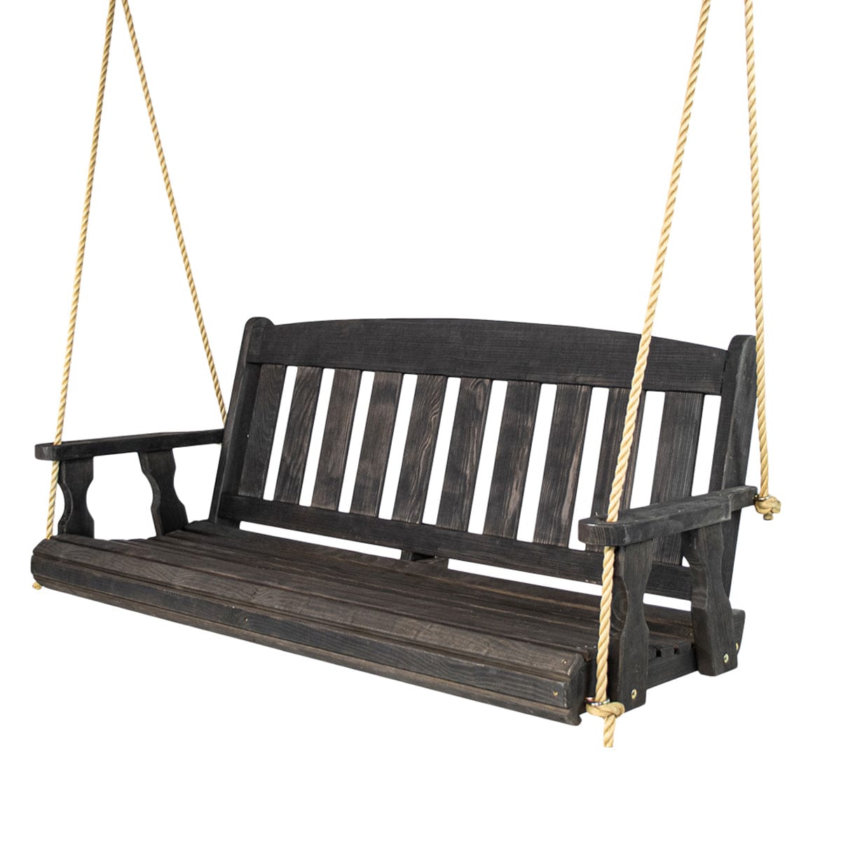 Amish Casual 6 Foot Semi-Solid Black Stain Mission Porch Swing with Clearcoat