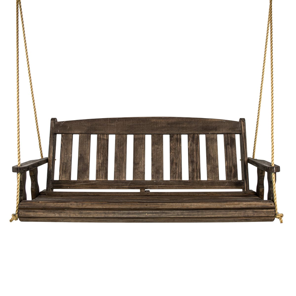 Amish Casual 6 Foot Dark Walnut Stain Mission Porch Swing with Clearcoat