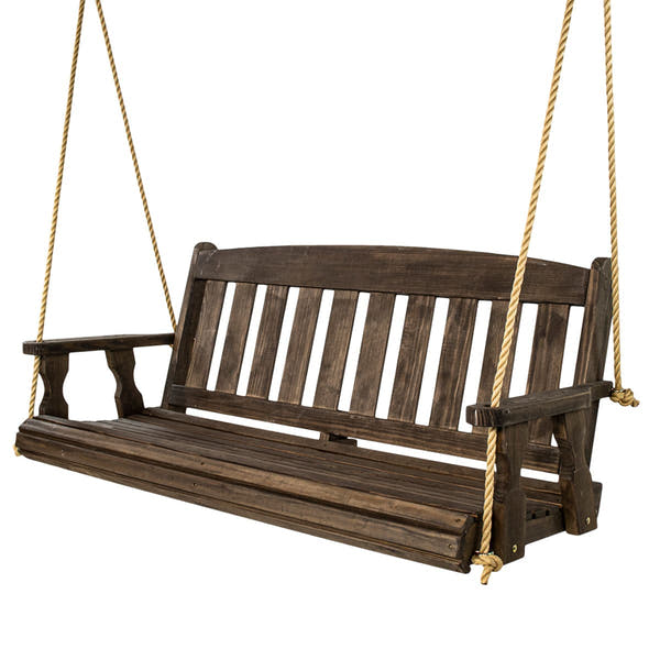Amish Casual 4 Foot Dark Walnut Stain Mission Porch Swing with Clearcoat