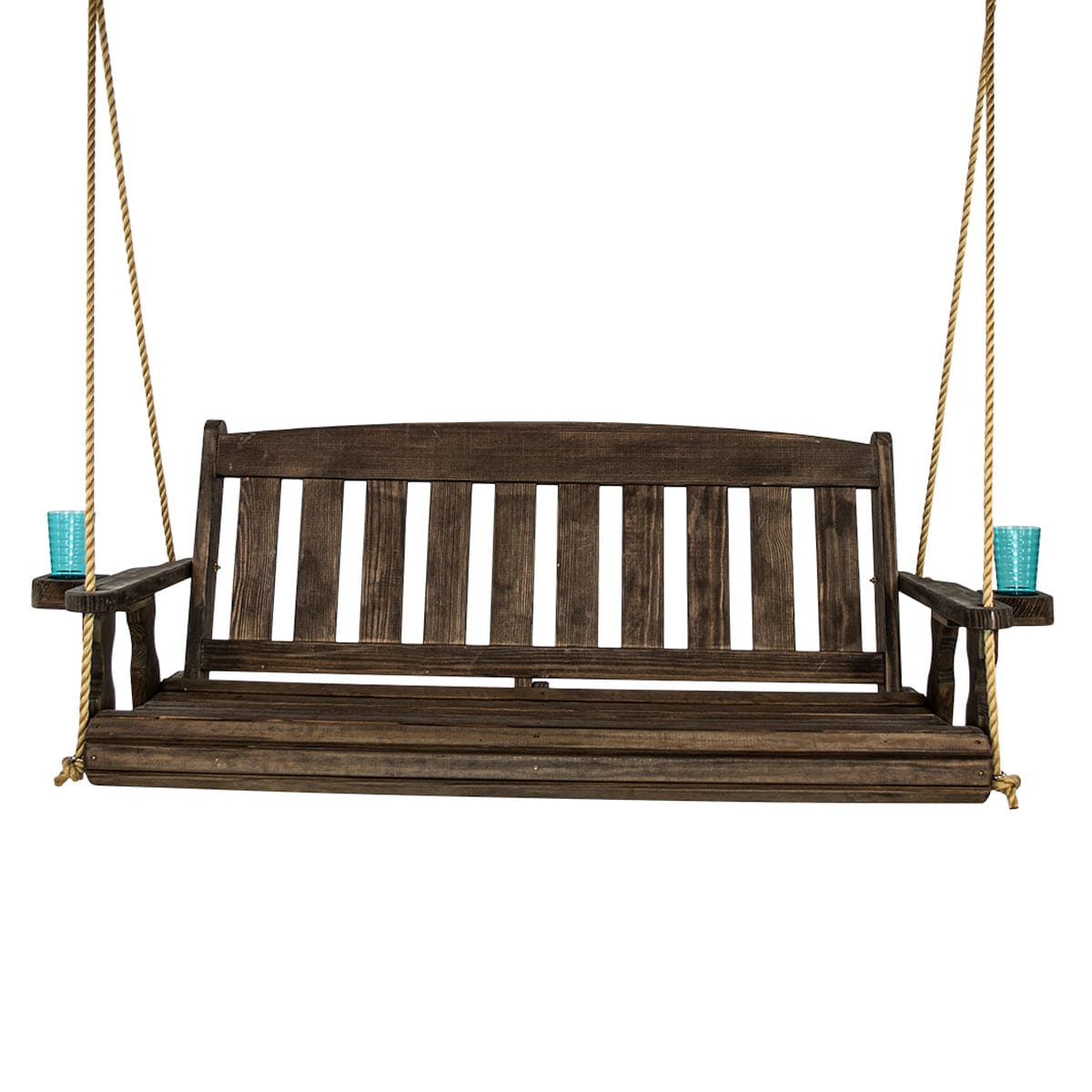 Amish Casual 6 Foot Dark Walnut Stain Mission Porch Swing with Clearcoat