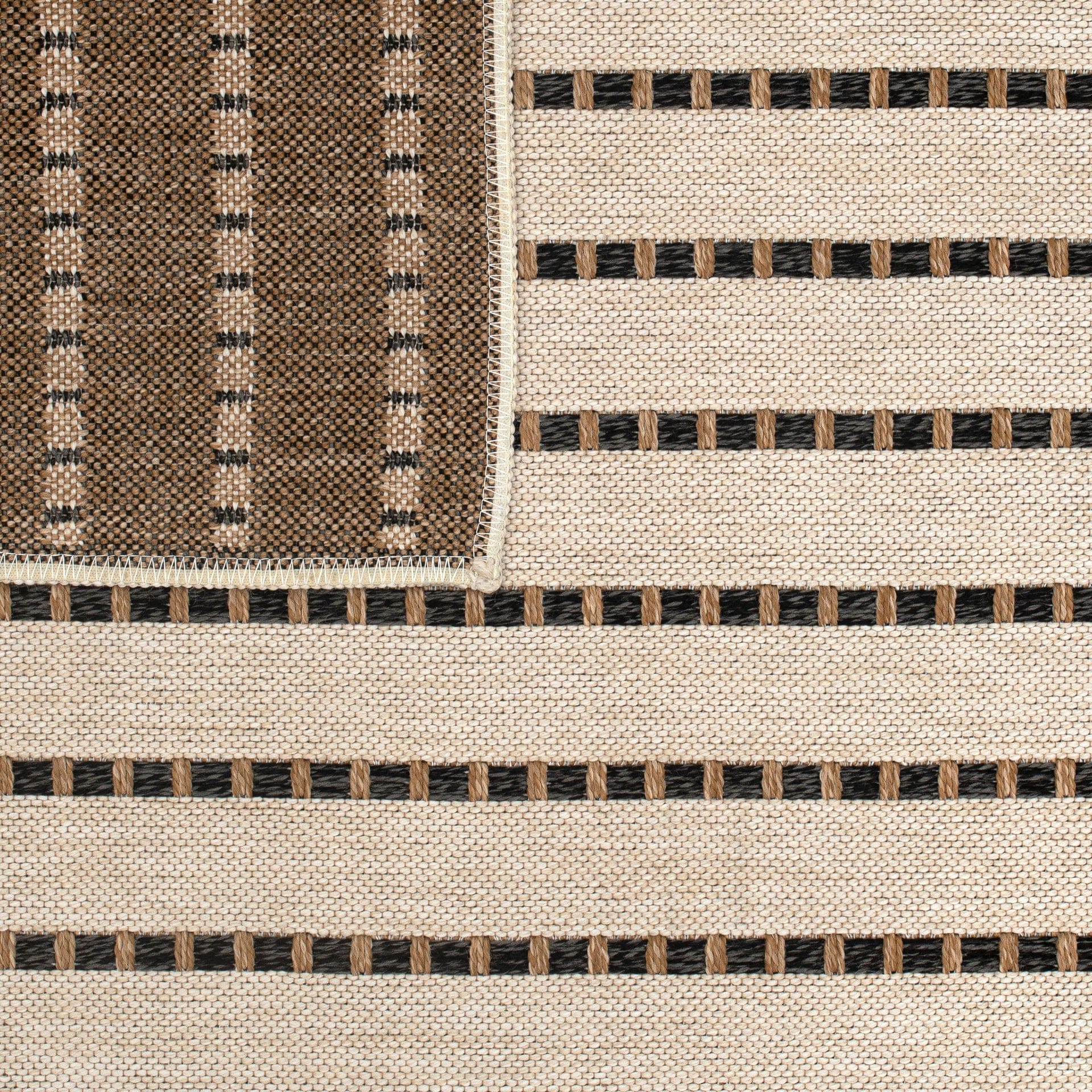 Ottenby Outdoor Rug, Black/Tan on White
