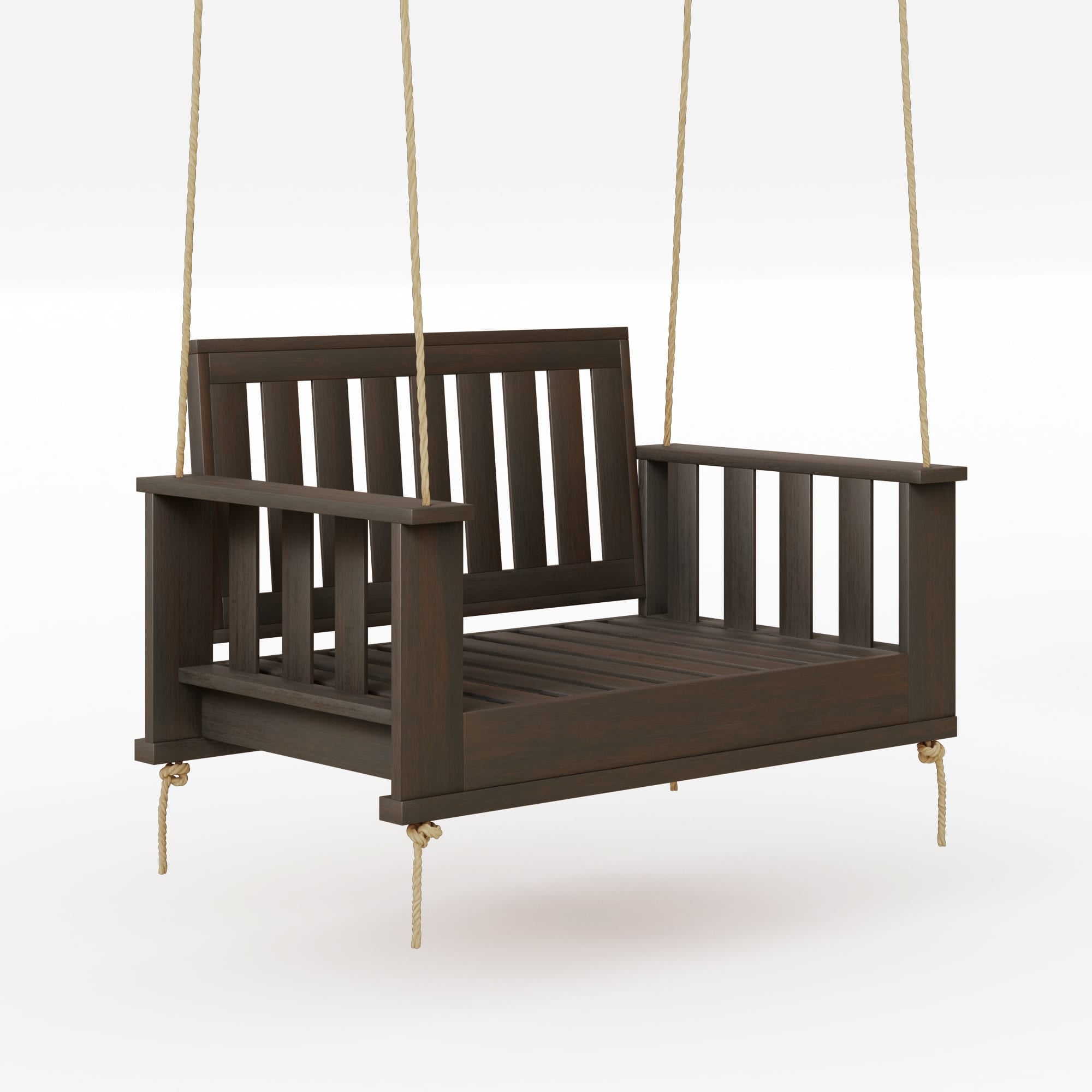 Amish Casual Rockford Daybed Swing Package with Included Cushions, Lounge, Dark Walnut Stain with Clearcoat