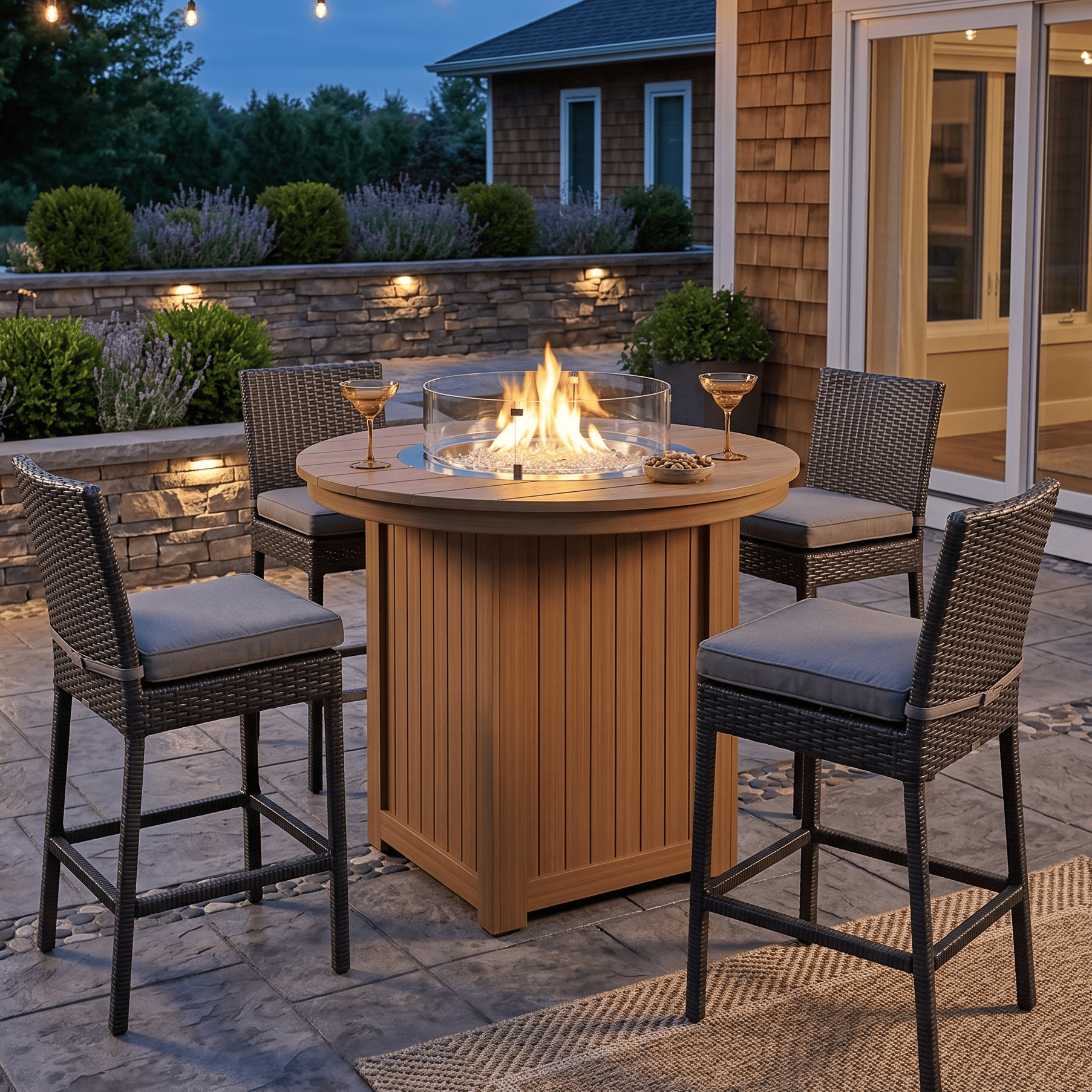 Berlin Gardens Donoma 44? Round Counter Height Poly Lumber Fire Pit Table