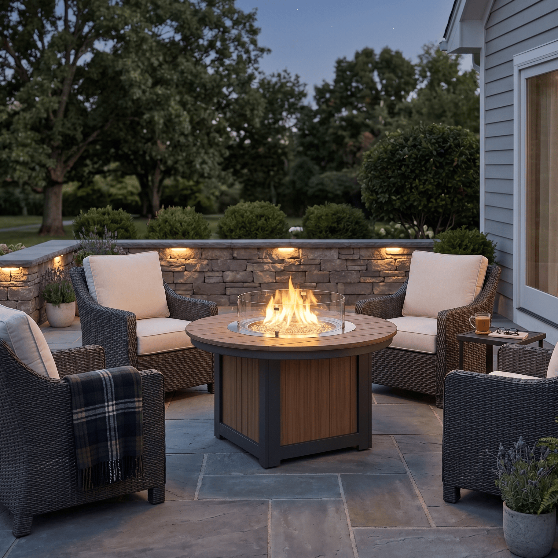Berlin Gardens Donoma Round Poly Lumber Fire Pit Table