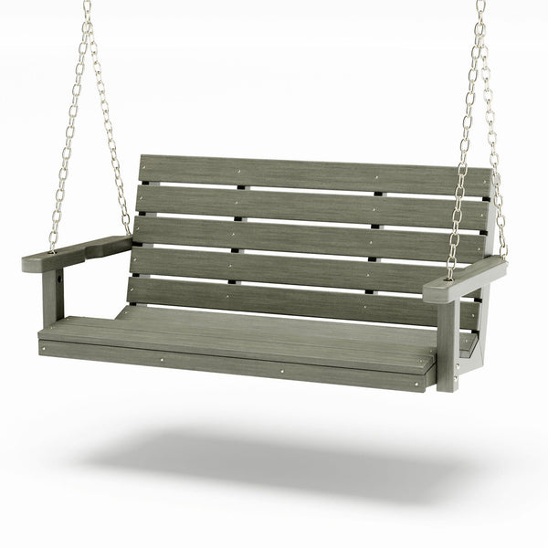 SimplyPoly 4 Foot Amish Made Signature Recycled Plastic Porch Swing, Driftwood Grey Wood Grain