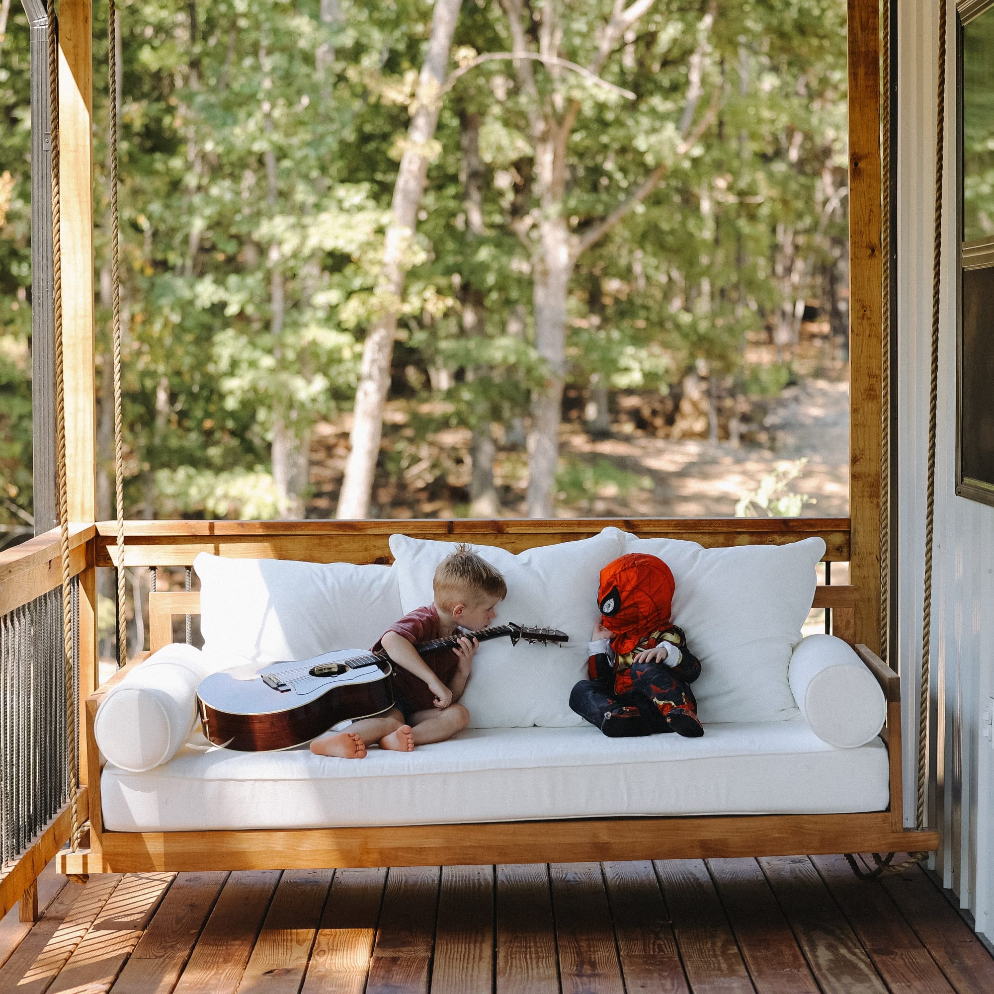 East Green Conrad Grade-A Teak Twin Porch Swing Bed