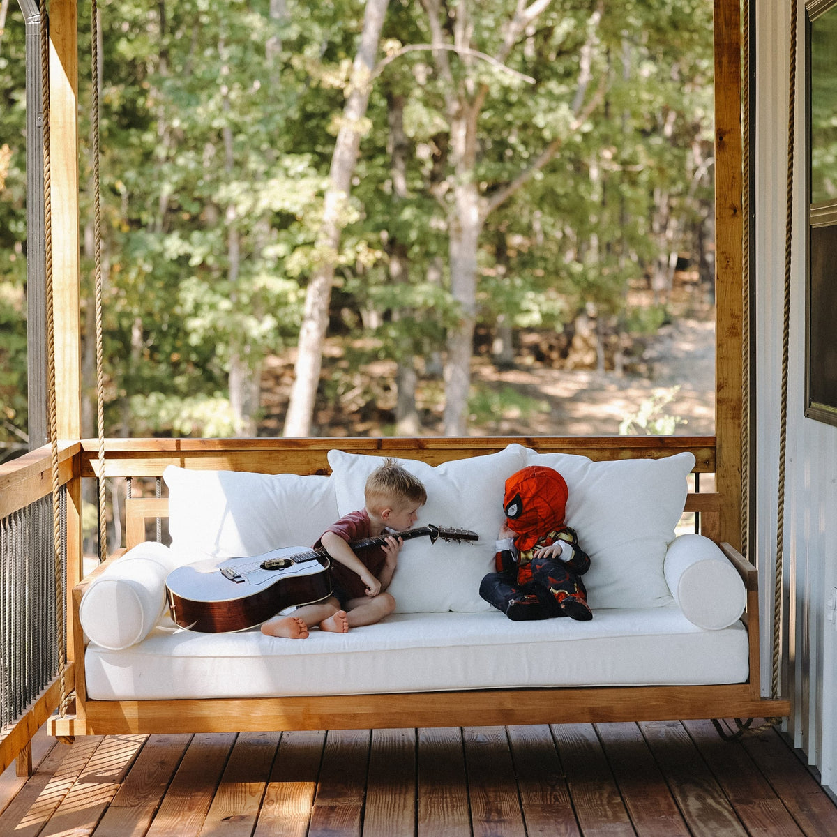 East Green Conrad Grade-A Teak Twin Porch Swing Bed