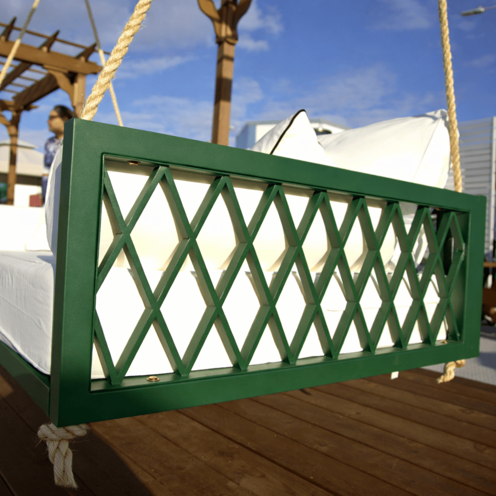 East Green Florence Green Aluminum Porch Swing Bed at the International Builders' Show 2026