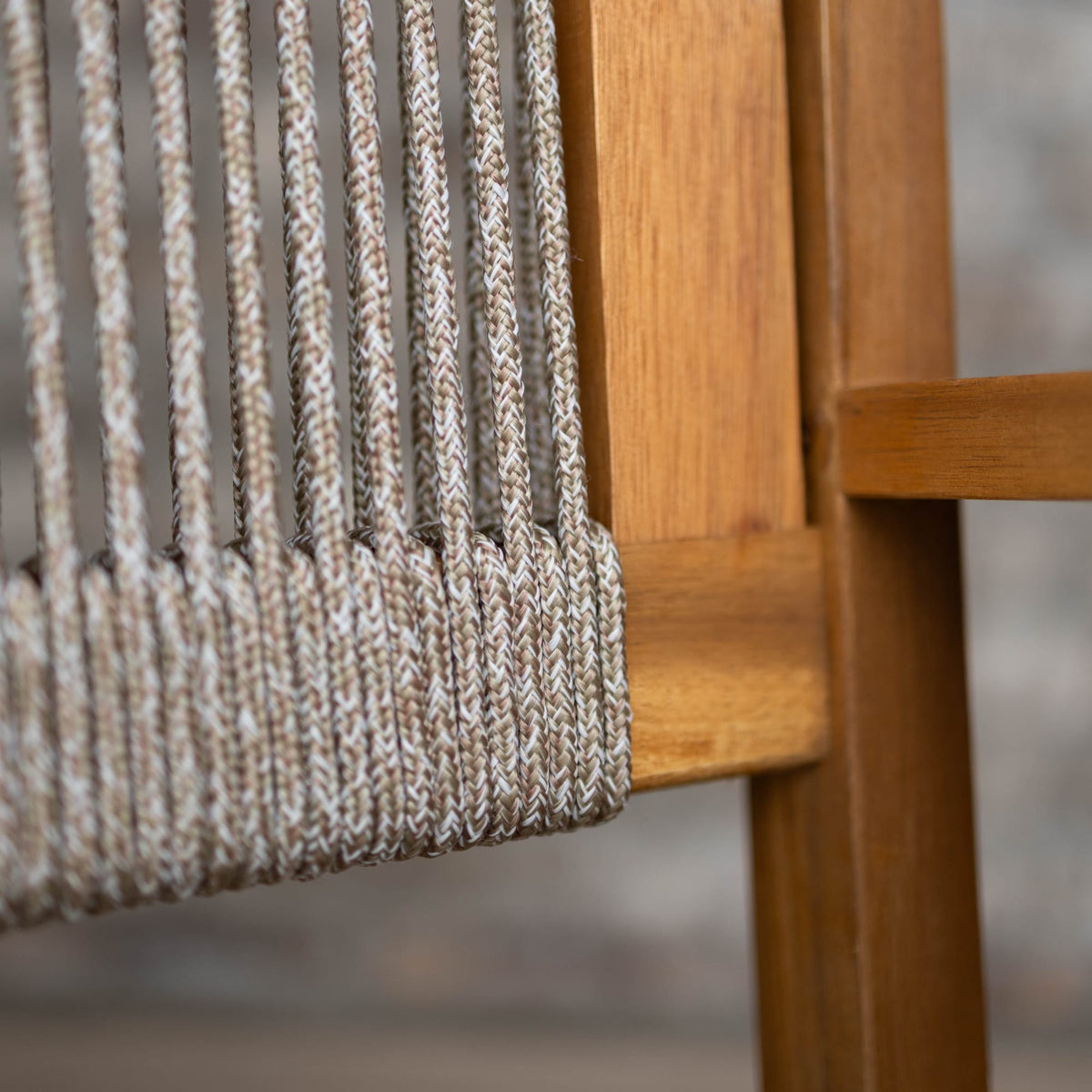 East Green Hudson Modern Outdoor Rocking Chair with Tan Ropes, Detail