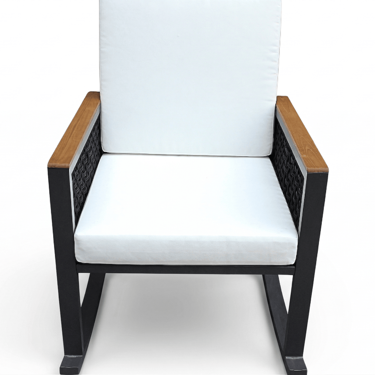 East Green Linden Teak and Aluminum Rocking Chair with Cushions