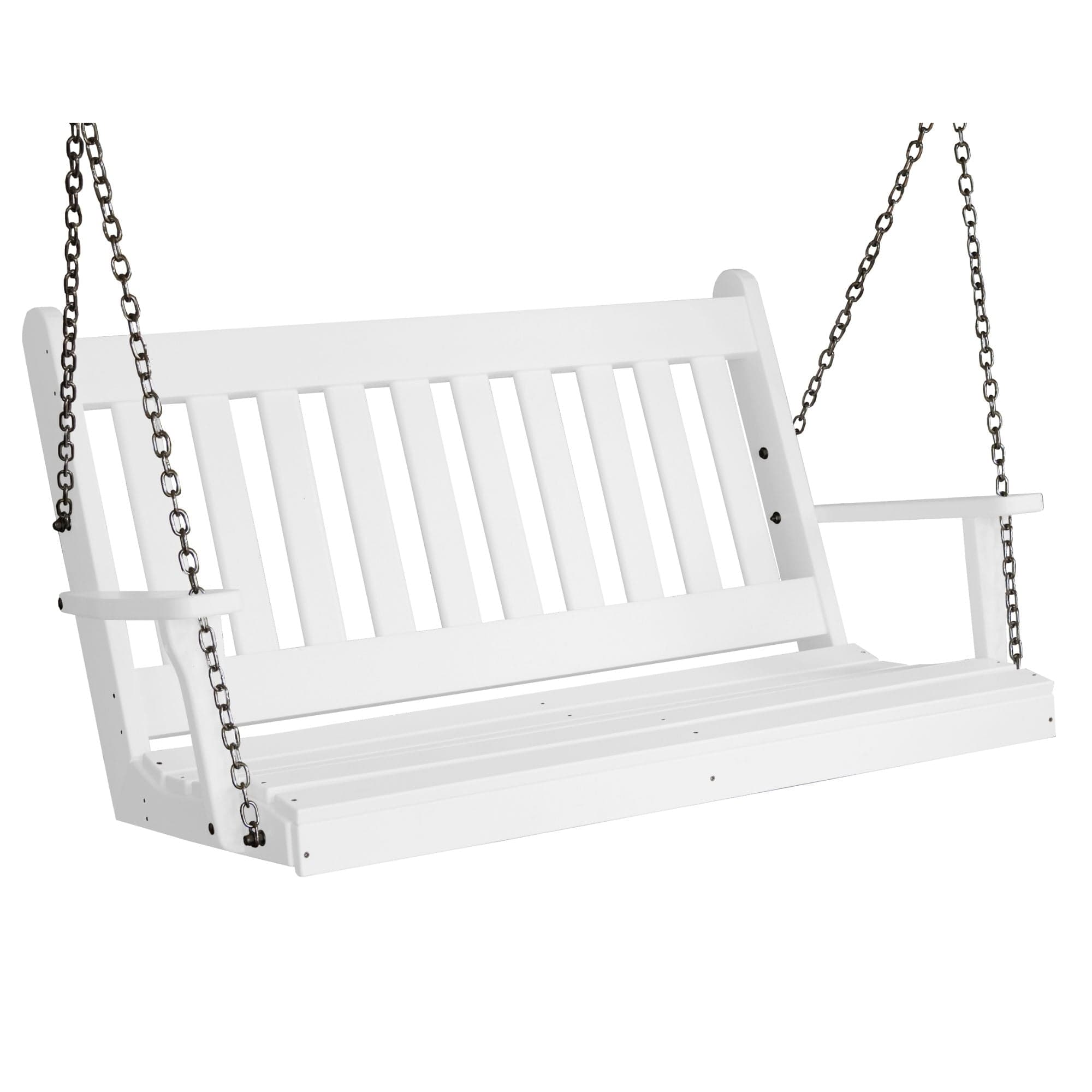 Keystone Amish Co. 4 Foot Franklin Poly Composite Porch Swing, Bright White