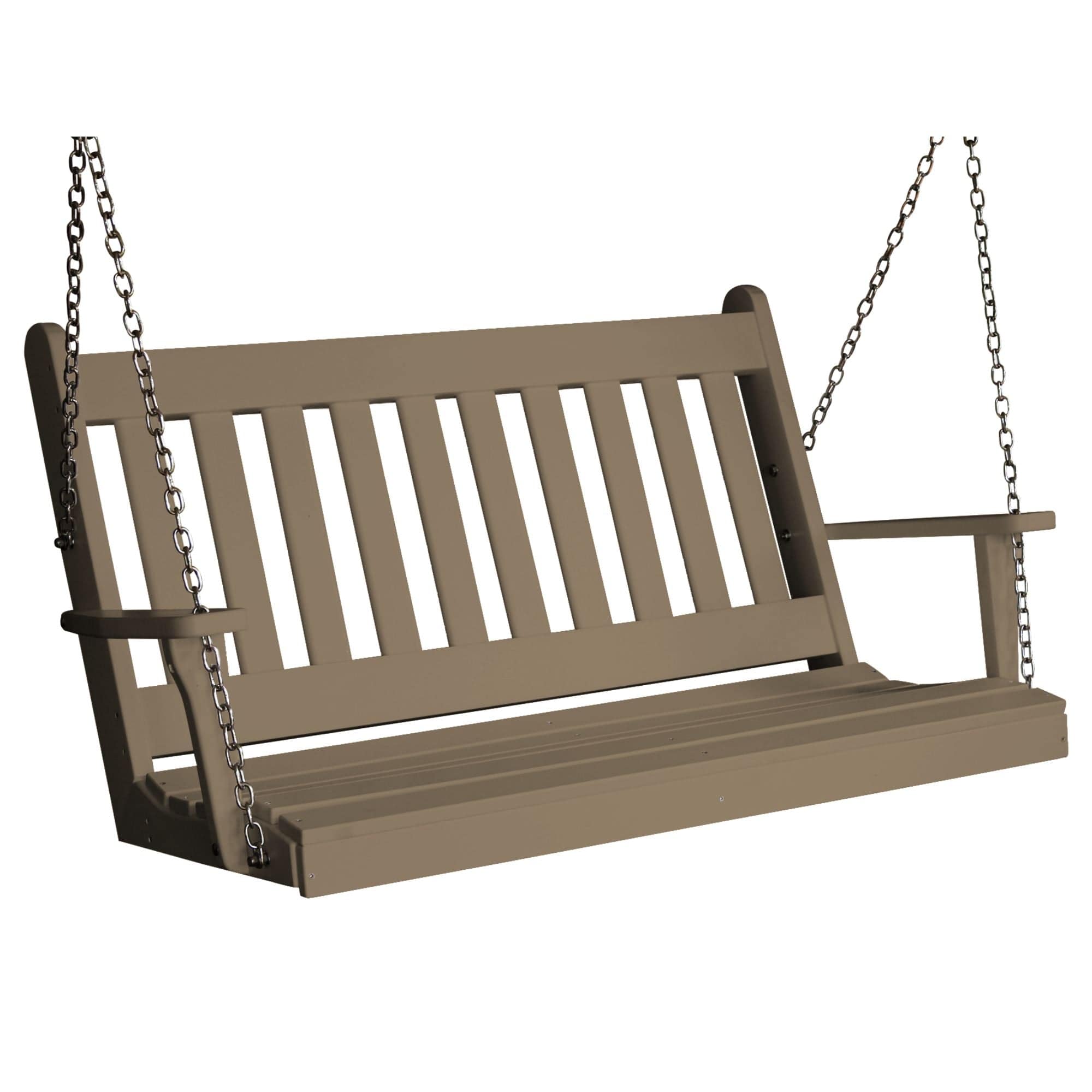 Keystone Amish Co. 4 Foot Franklin Poly Composite Porch Swing, Weathered Wood