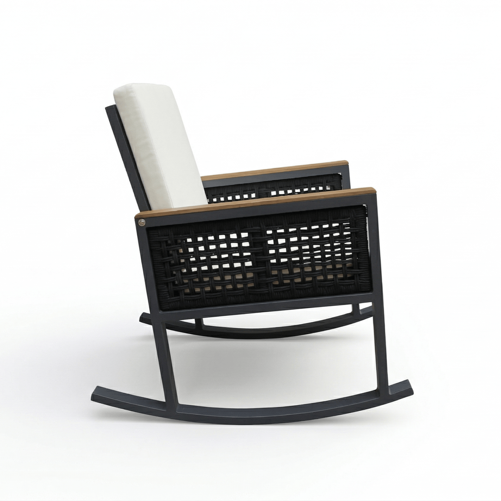 East Green Linden Teak and Aluminum Rocking Chair with Cushions