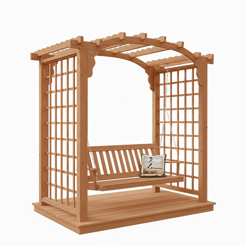 Heritage Lawncraft Georgetown Cedar Arbor Stand with Swing