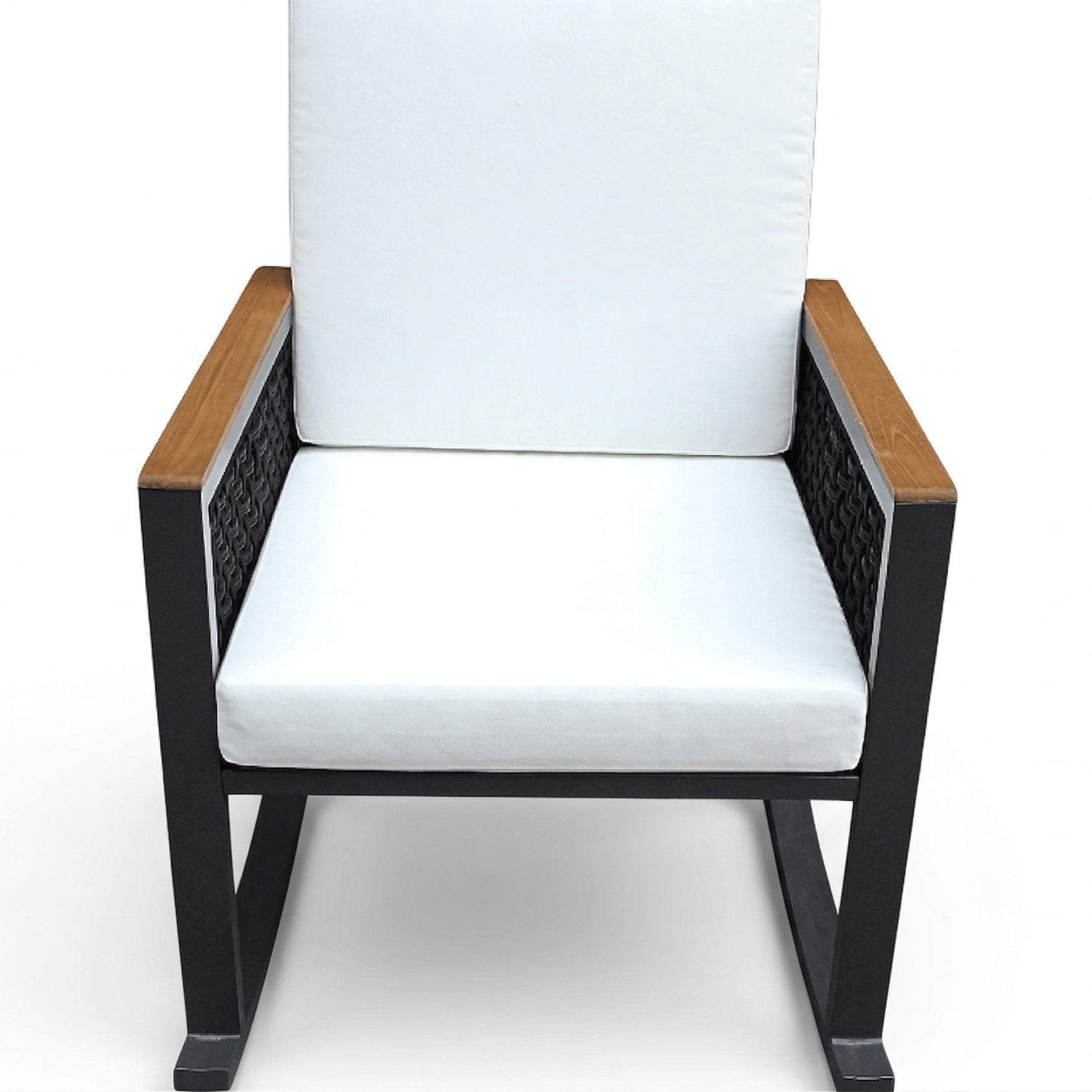 East Green Linden Teak and Aluminum Rocking Chair with Cushions