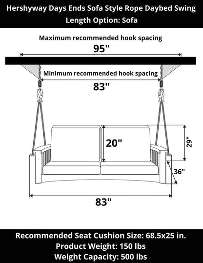 Hershyway Days Ends Wooden Sofa Style Daybed Swing