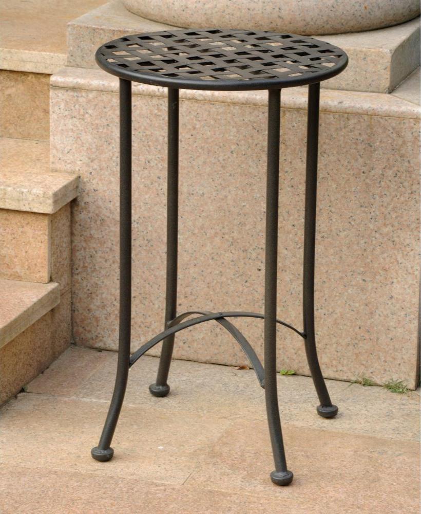 Round Mandalay End Table in Antique Black