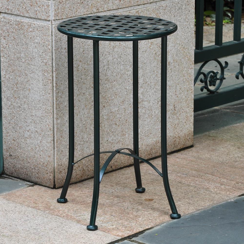 Round Mandalay End Table in Hammered Green