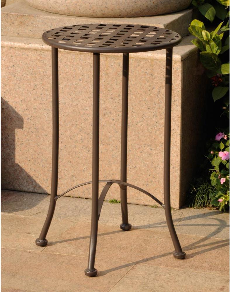 Round Mandalay End Table in Rustic Brown