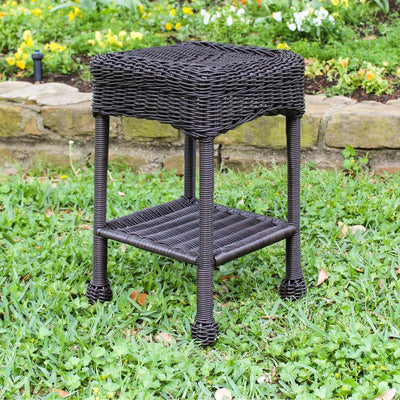 Diamonds Wicker Side Table in Antique Black