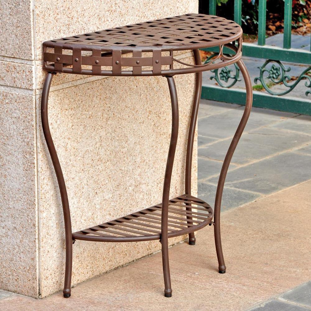 Santa Fe Curved Table in Rustic Brown